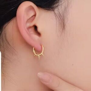 NEW Inspired Solid Silver 18K Gold Plated
Spike Hoop Earrings. Without tags